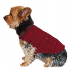 Dog burgundy fur coat 